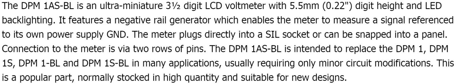מדי תצוגה פנל מטר דיגיטליים LASCAR PANEL METRE DPM 1AS-BL